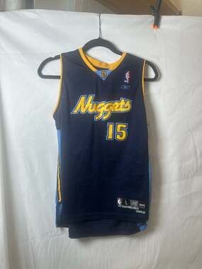 Reebok Denver Nuggets Carmelo Anthony #15 Navy Blue Swingman Jersey Size L
